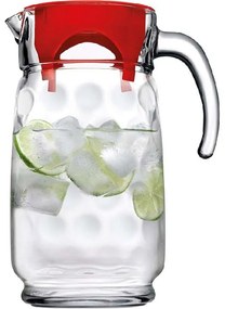 Κανάτα Με Καπάκι Space SP43674G1R 23,5cm 1650ml Clear-Red Espiel Plastic, Glass
