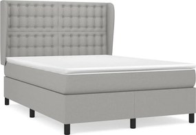 vidaXL Κρεβάτι Boxspring με Στρώμα Ανοιχτό Γκρι 140x190 εκ. Υφασμάτινο
