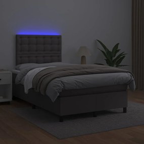 ΚΡΕΒΑΤΙ BOXSPRING ΜΕ ΣΤΡΩΜΑ &amp; LED ΓΚΡΙ 120X200 ΕΚ. ΣΥΝΘ. ΔΕΡΜΑ 3135937