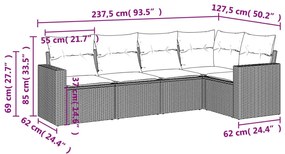 Σετ Καναπέ Κήπου 5 τεμ. Μπεζ Συνθετικό Ρατάν με Μαξιλάρια - Μπεζ