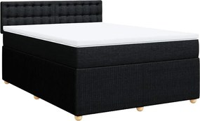 vidaXL Κρεβάτι Boxspring με Στρώμα Μαύρο 160x200 εκ. Υφασμάτινο