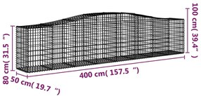 vidaXL Συρματοκιβώτια Τοξωτά 15 τεμ. 400x50x80/100 εκ. Γαλβαν. Ατσάλι