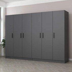 Εξαφυλλη Ντουλαπα Ανθρακι KALEO 52x180x210