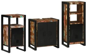 Σετ Επίπλων Μπάνιου με συρτάρι 3 pcs Στερεό Ανακτηθέν Ξύλο