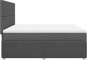 vidaXL Κρεβάτι Boxspring με Στρώμα Σκούρο Γκρι 200x200 εκ. Υφασμάτινο