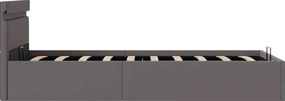 vidaXL Πλαίσιο Κρεβατιού Αποθ. Χώρο/LED Γκρι 100x200 εκ. Δερματίνη
