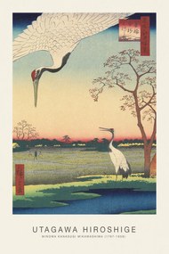Αναπαραγωγή Minowa Kanasugi Mikawashima (Japanese Cranes) - Utagawa Hiroshige, (26.7 x 40 cm)