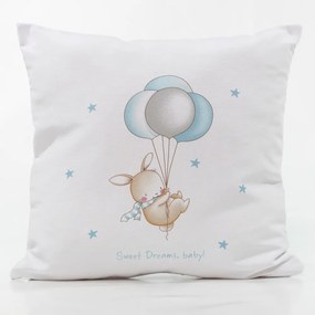 Borea Μαξιλάρι Διακοσμητικό Printed Sweet Dreams Baby Λευκό-Σιέλ 45 x 45 cm Λευκό-Σιέλ