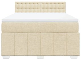 Κρεβάτι Boxspring με Στρώμα Κρεμ 140x200 εκ. Υφασμάτινο - Κρεμ