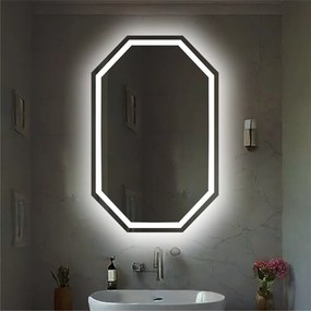 Stewehome Οκταγωνικός Καθρέφτης Λέιζερ με Φωτισμό LED 55x85 cm