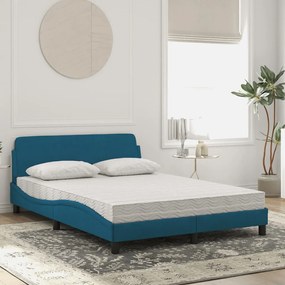 vidaXL Κρεβάτι με Στρώμα Dover Μπλε 140x190 εκ. Βελούδινο