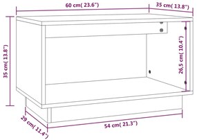 Έπιπλο Τηλεόρασης Μαύρο 60 x 35 x 35 εκ. από Μασίφ Ξύλο Πεύκου - Μαύρο