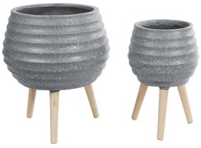 Κασπώ Δαπέδου Maryland (Σετ 2Τμχ) 20568 Grey-Natural GloboStar Wood,Cement