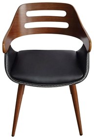 Καρέκλα - Πολυθρόνα Valeria PU μαύρο-πόδι καρυδί 50x53x76 εκ.