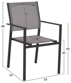 ΣΕΤ ΤΡΑΠΕΖΑΡΙΑΣ 7ΤΜΧ ΤΡΑΠΕΖΙ 160x90 &amp; ΠΟΛΥΘΡΟΝΑ ΜΕΤΑΛΛΙΚΗ TEXTLINE ΓΚΡΙ