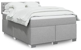 Κρεβάτι Boxspring με Στρώμα Ανοιχτό Γκρι 140x190 εκ. Υφασμάτινο