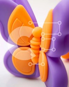 Intra Συλλεκτικό Ξύλινο Παζλ Plywood  4mm - Πεταλούδα παιχνιδιών μωβ και πορτοκαλί Σε Ξύλινο Κουτί - Διαστάσεις: 10x10 cm – 25 κομμάτια