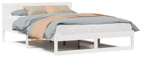 vidaXL Κρεβάτι Λευκό Μασίφ ξύλο πεύκου 140 x 200 εκ Κρεβάτι Ορθογώνιο