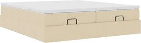 vidaXL Οθωμανικό κρεβάτι με στρώματα Κρέμα 180x200cm ύφασμα