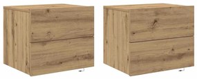 vidaXL Τοίχου κομοδίνο με συρτάρι 2 pcs artisan δρυς 50 x 39 x 41 εκ.