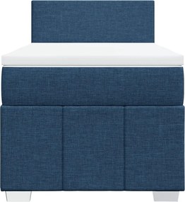 vidaXL Κρεβάτι Boxspring με Στρώμα Μπλε 90x200 εκ.Υφασμάτινο