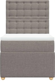 vidaXL Κρεβάτι Boxspring με Στρώμα Taupe 90x190 εκ.Υφασμάτινο
