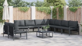 vidaXL Σετ Καναπέ Κήπου 9 pcs Ανθρακί Ατσάλι