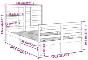 vidaXL Πλαίσιο Κρεβατιού Λευκό 120 x 200 εκ. από Μασίφ Ξύλο