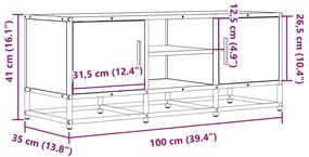 Έπιπλο Τηλεόρασης Καφέ Δρυς 100x35x41 εκ Επεξ. Ξύλο/Μέταλλο - Καφέ