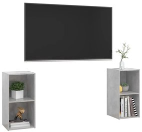 vidaXL Έπιπλα Τηλεόρασης 2 τεμ. Γκρι Σκυρ. 72x35x36,5 εκ. Επεξ. Ξύλο