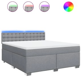 vidaXL Κρεβάτι Boxspring με Στρώμα Ανοιχτό Γκρι 180x200 εκ. Υφασμάτινο