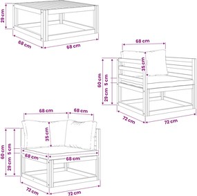 vidaXL Σετ Κήπου 5 Τεμαχίων Modular Φυσικό Στερεό Ξύλο Ακακίας