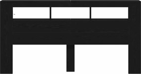 vidaXL LED κεφαλάρι με ράφι Μαύρη Οξυά 200 x 18,5 x 103,5 εκ.
