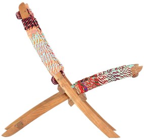 vidaXL Καρέκλα Πτυσσόμενη με Πολύχρωμο Ύφασμα Chindi