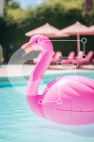 Σετ των 2 Intra Συλλεκτικό Ξύλινο Παζλ Plywood  4mm - Ροζ Φλαμίνγκο στην πισίνα Σε Ξύλινο Κουτί - Διαστάσεις: 10x10 cm – 25 κομμάτια