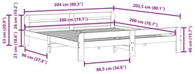 Σκελετός Κρεβ. Χωρίς Στρώμα Λευκό 200x200 εκ Μασίφ Πεύκο - Λευκό