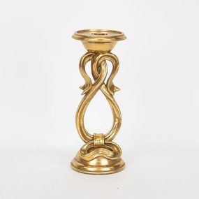 Κηροπήγιο Φιόγκος 752-26041 11x11x27cm Gold Estheti Home Πολυρεσίνη
