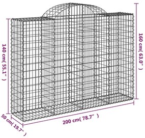 vidaXL Συρματοκιβώτια Τοξωτά 5 τεμ. 200x50x140/160 εκ. Γαλβαν. Ατσάλι