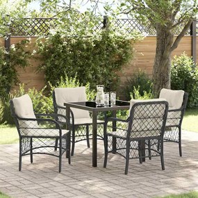 vidaXL Σετ Κήπου 5 Τεμαχίων με Μαξιλάρια - Μαύρο Poly Rattan