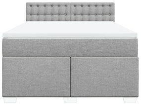 Κρεβάτι Boxspring με Στρώμα Ανοιχτό Γκρι 140x200 εκ. Υφασμάτινο - Γκρι