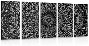 Εικόνα 5 μερών Mandala σε στυλ vintage σε μαύρο & άσπρο - 200x100