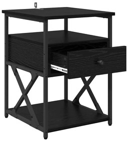 vidaXL Κομοδίνο 2 pcs Μαύρη Οξυά 40 x 42 x 55 εκ Επεξεργασμένο ξύλο