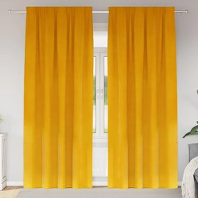 vidaXL Κουρτίνες 2 pcs κίτρινο μουσταρδί 140 x 225 cm Βελούδο