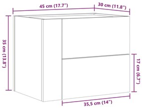 Κομοδίνο Επιτοίχιο Μαύρο 45x30x35 εκ. - Μαύρο