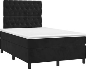vidaXL Κρεβάτι Boxspring με Στρώμα Μαύρο 120x190 εκ. Βελούδινο