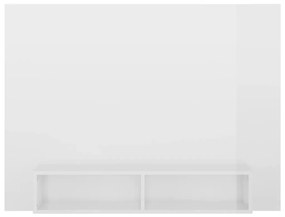 Έπιπλο Τηλεόρασης Τοίχου Γυαλ. Λευκό 120x23,5x90εκ. Μοριοσανίδα - Λευκό