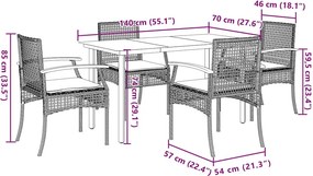 vidaXL Σετ Τραπεζαρίας Κήπου 5 τεμ. Μπεζ Συνθετικό Ρατάν με Μαξιλάρι