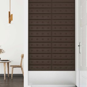 vidaXL Κεφαλάρι Τοίχου 12 pcs Καφέ 60 x 15 cm Τεχνητό Δέρμα