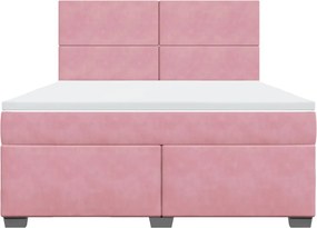 vidaXL Κρεβάτι Boxspring με Στρώμα Ροζ 180x200 εκ. Βελούδινο