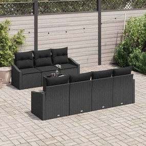 vidaXL Σετ Καναπέ με μαξιλάρι 8 pcs Μαύρο συνθετικό ρατάν